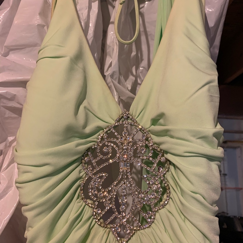 Lime green Caché evening gown